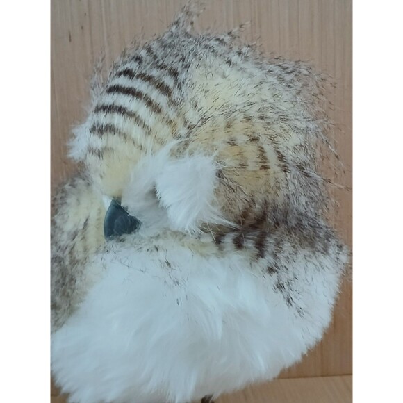 Realistic Furry Feathered Owl Figurine Large Standing Decoration 10.5 Inches - Picture 8 of 10